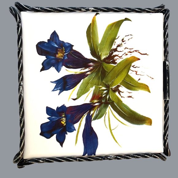 Vintage VILLEROY & BOCH Tile Trivet Blue Floral - Picture 2 of 9